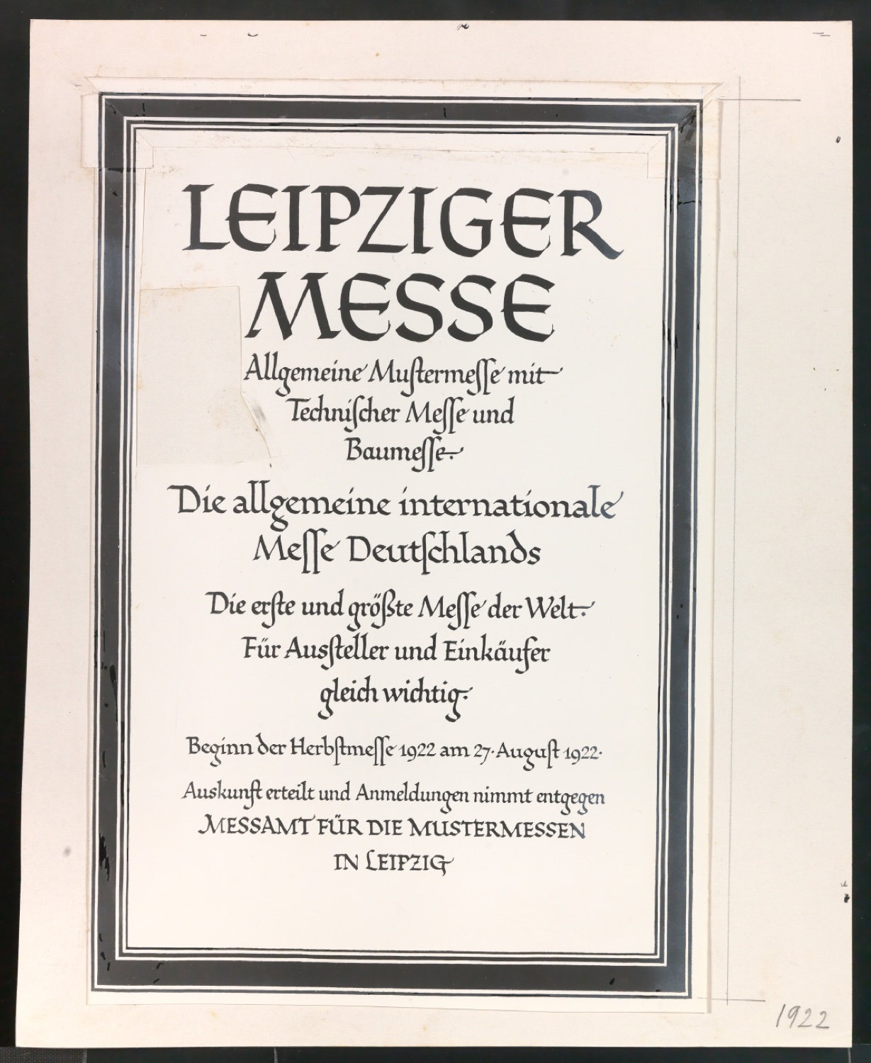 Entwürfe von Werbeanzeige und Firmenzeichen für die Leipziger Entwurfs- und Modellmesse — Blatt 1