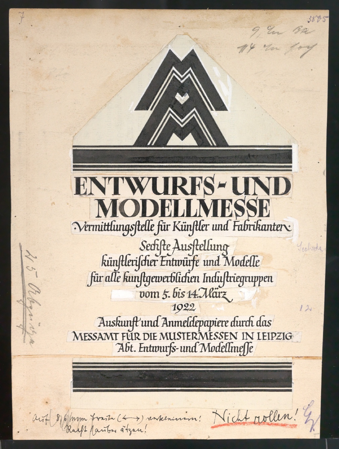 Entwürfe von Werbeanzeige und Firmenzeichen für die Leipziger Entwurfs- und Modellmesse — Blatt 3