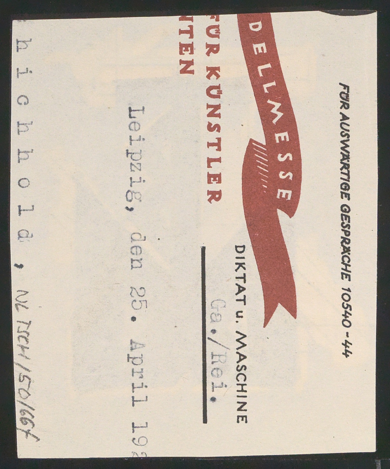Entwürfe von Werbeanzeige und Firmenzeichen für die Leipziger Entwurfs- und Modellmesse — Blatt 12