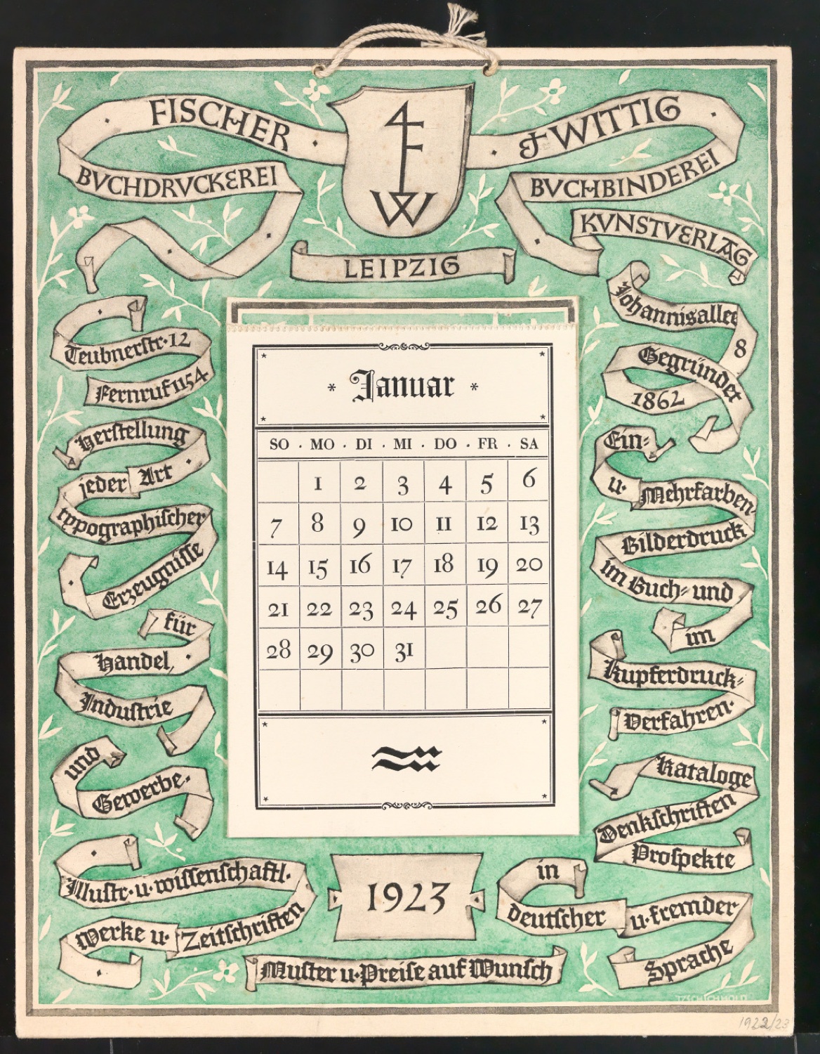 Kalender 1923 — Blatt 1