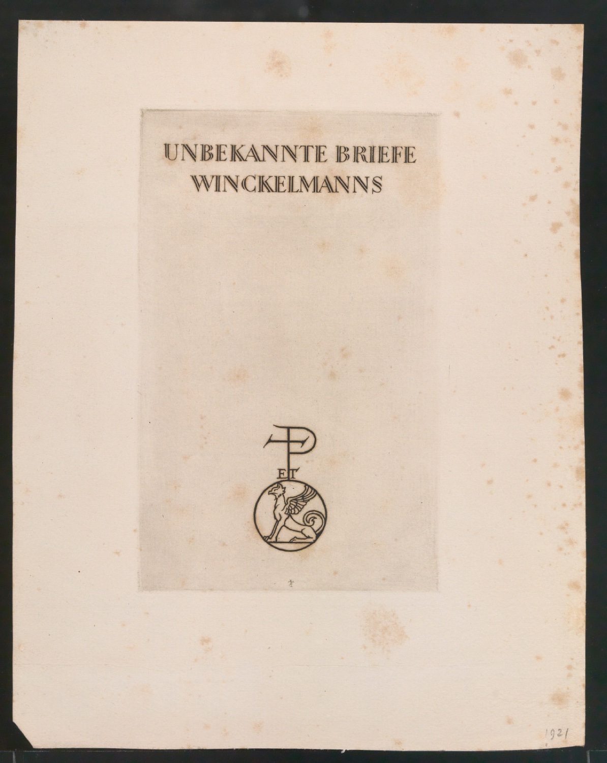 Radierungen für das Titelblatt von Unbekannte Briefe Winckelmanns — Blatt 1