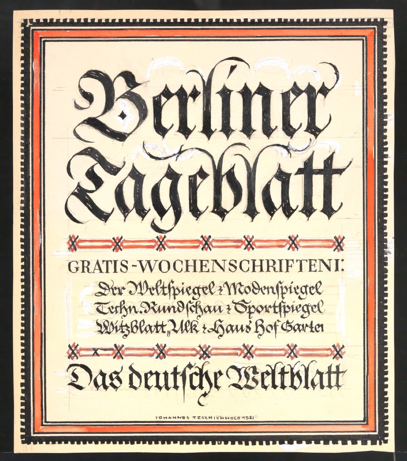 Entwurf von Werbeschild Berliner Tageblatt — Blatt 1
