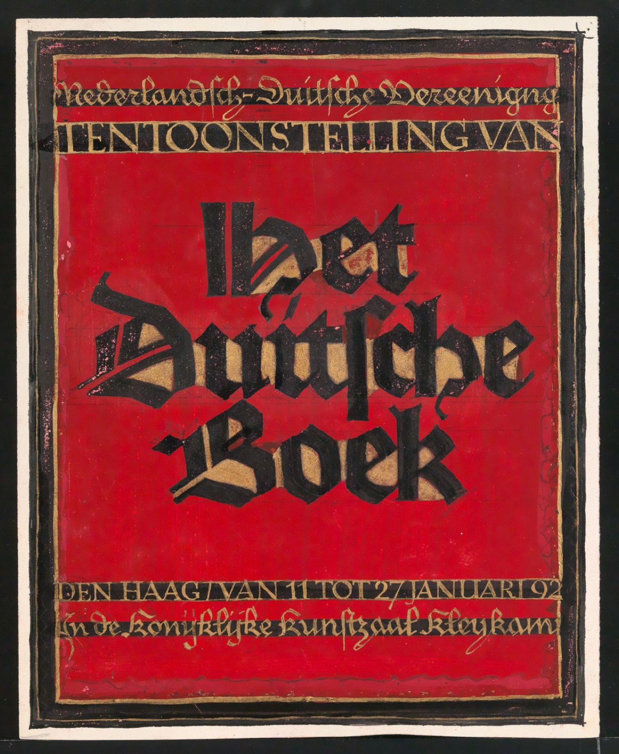 Entwurf für das Ausstellungsplakat Nederlandsch-Duitsche Vereeniging - Het Duitsche Boek — Blatt 1