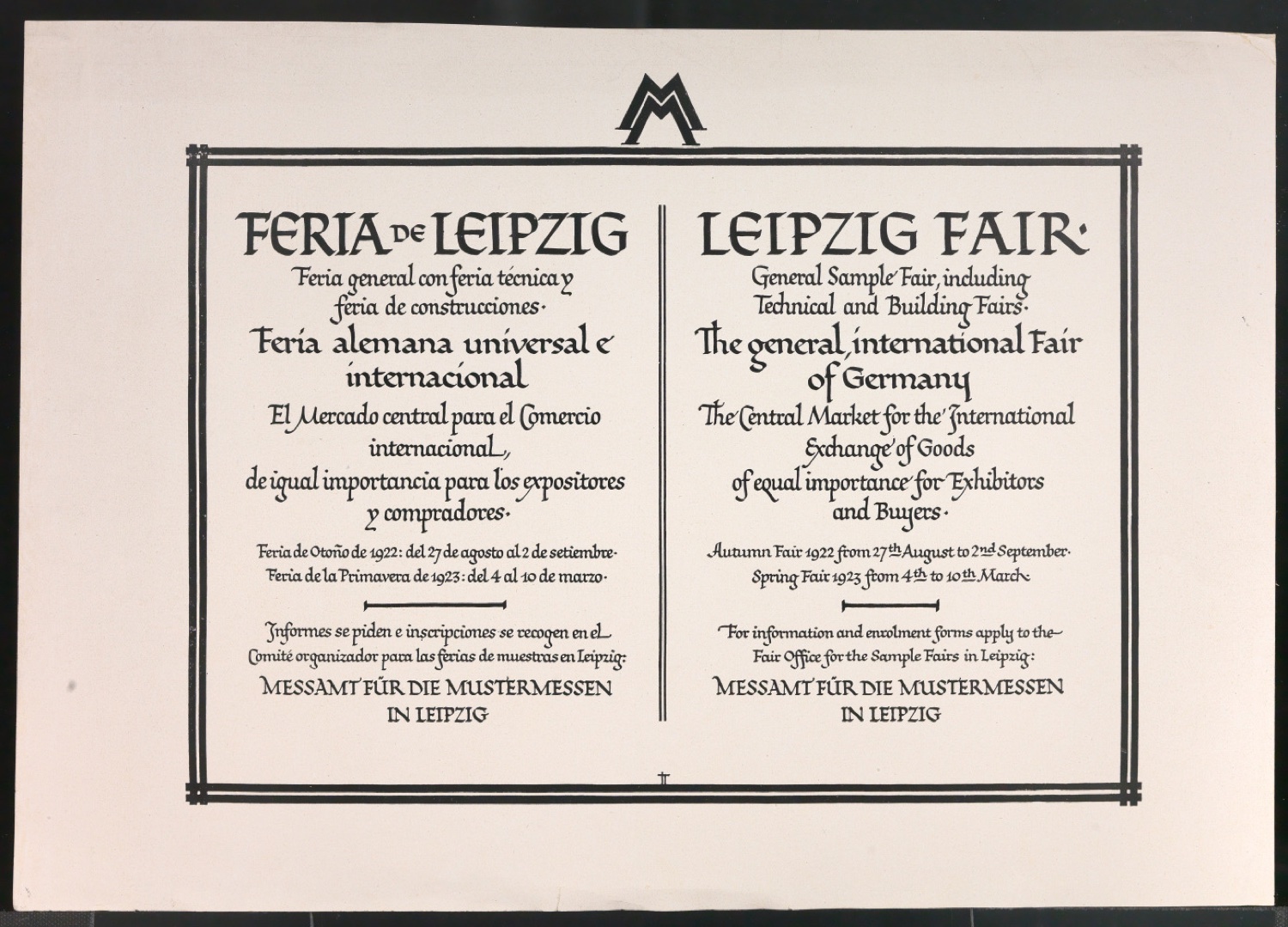Probedrucke für Anzeigen Leipziger Messe — Blatt 1