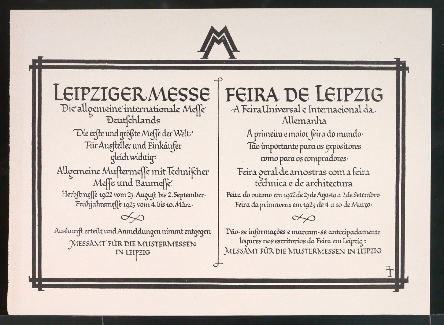 Probedrucke für Anzeigen Leipziger Messe — Blatt 87
