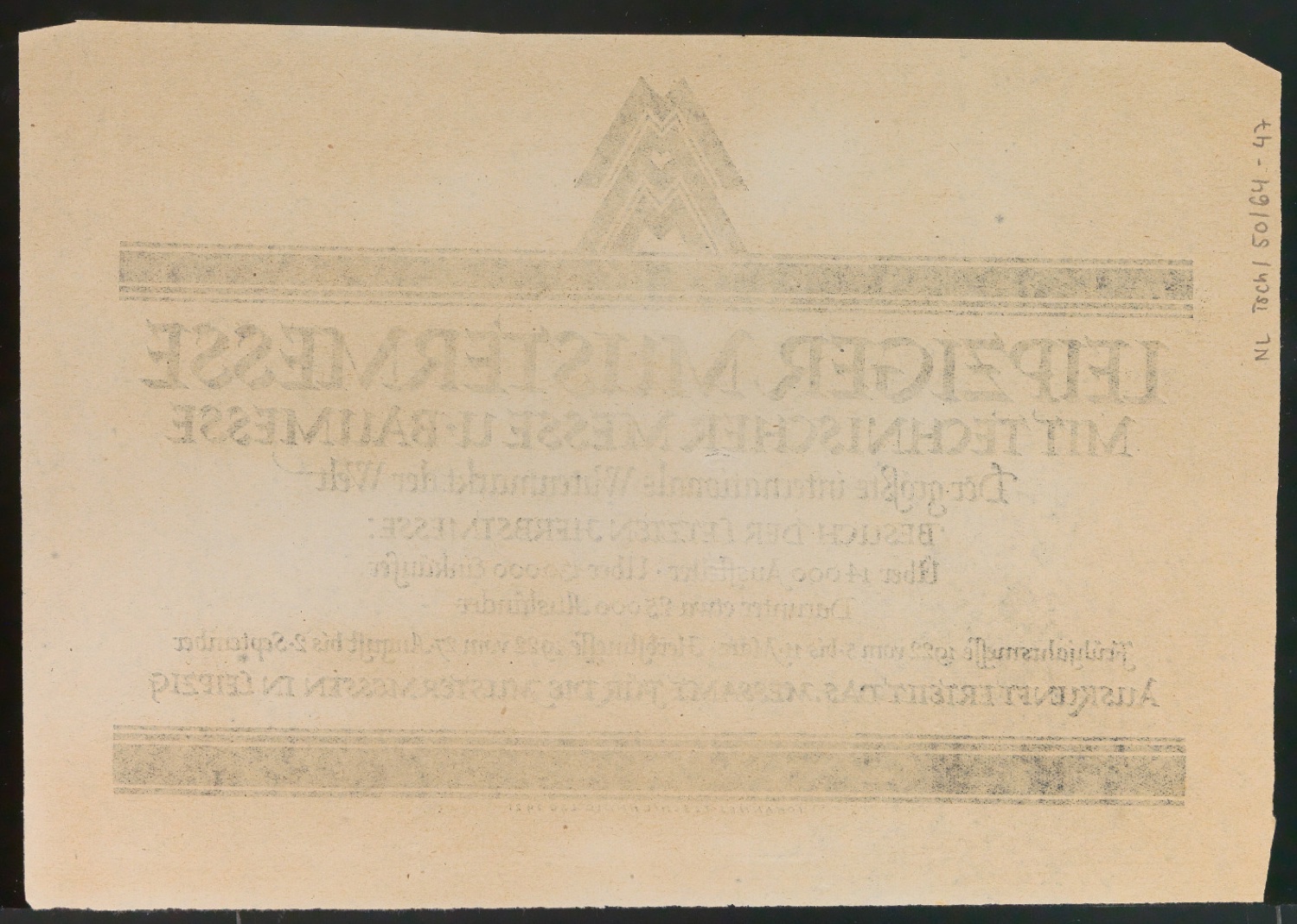 Probedrucke für Anzeigen Leipziger Messe — Blatt 98