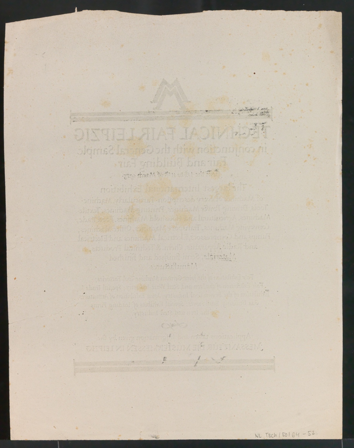Probedrucke für Anzeigen Leipziger Messe — Blatt 108