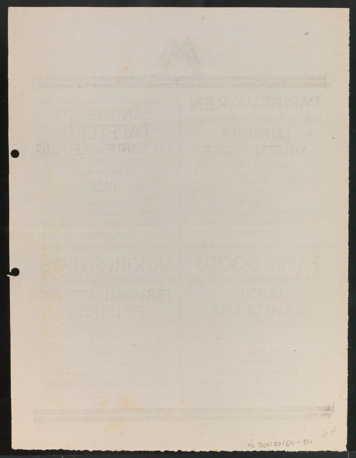 Probedrucke für Anzeigen Leipziger Messe — Blatt 112