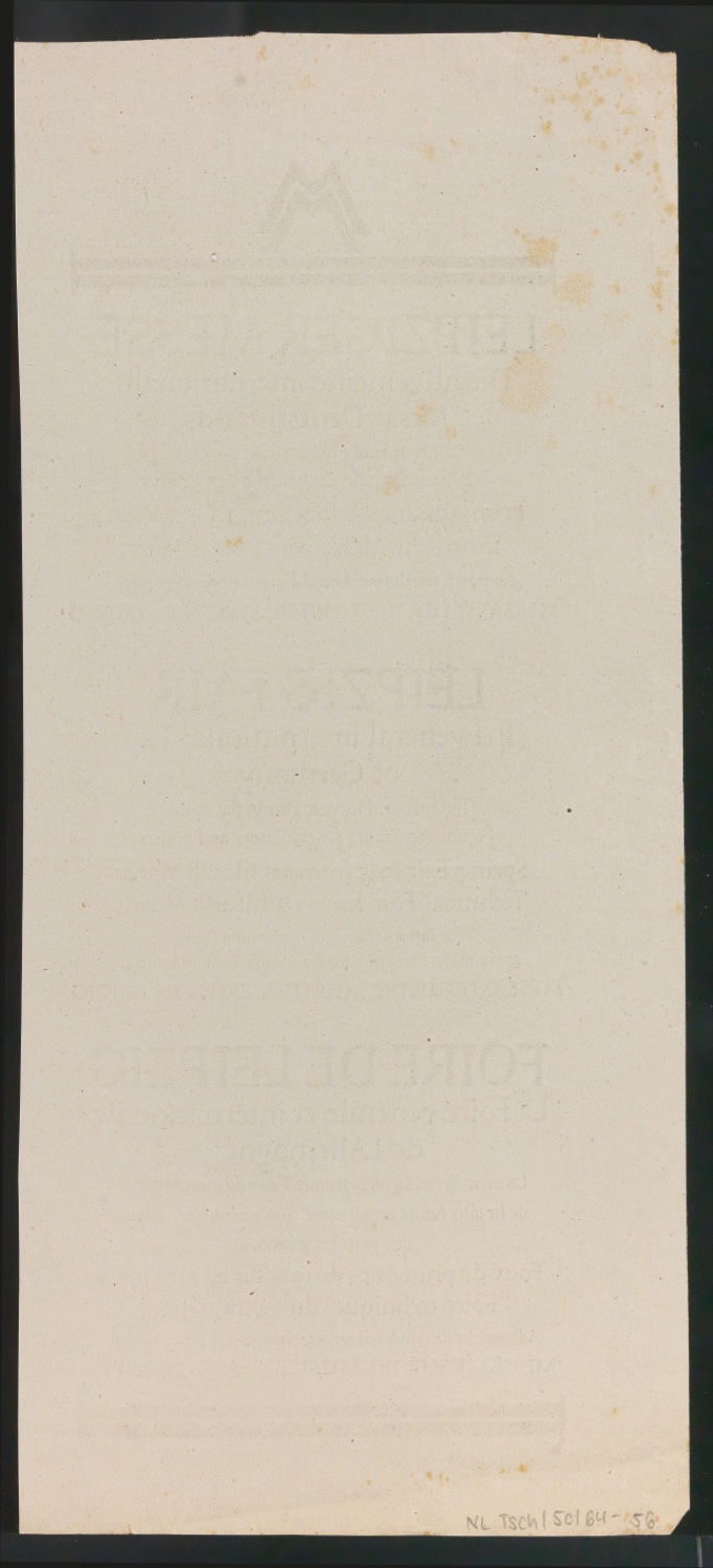 Probedrucke für Anzeigen Leipziger Messe — Blatt 116