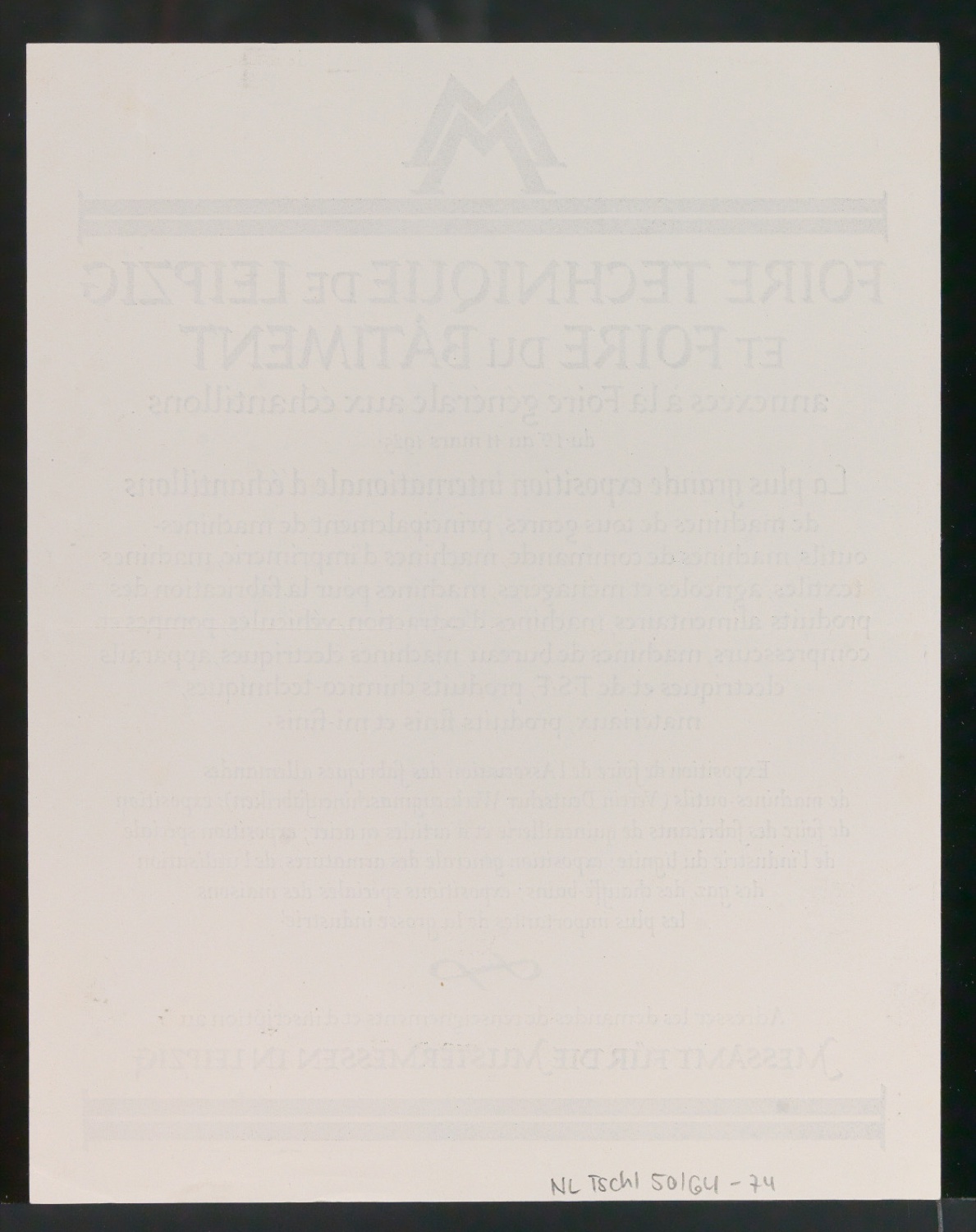 Probedrucke für Anzeigen Leipziger Messe — Blatt 152