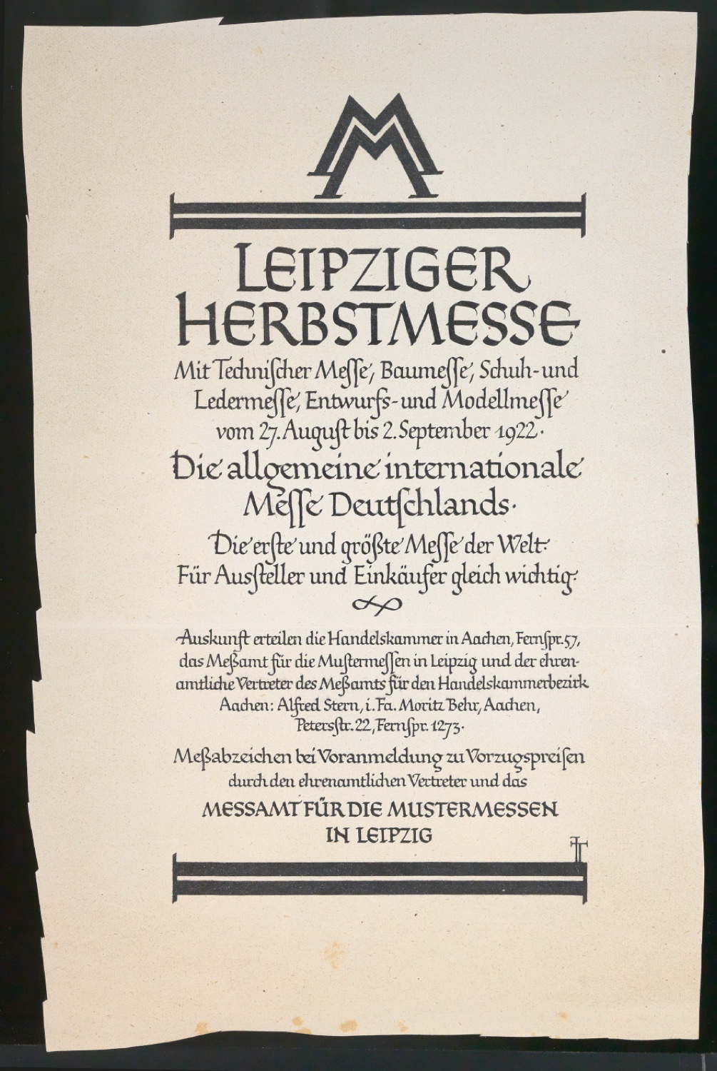 Probedrucke für Anzeigen Leipziger Messe — Blatt 163