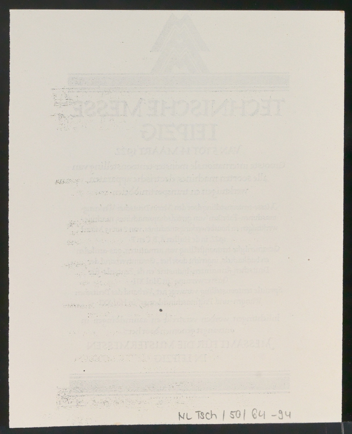 Probedrucke für Anzeigen Leipziger Messe — Blatt 192