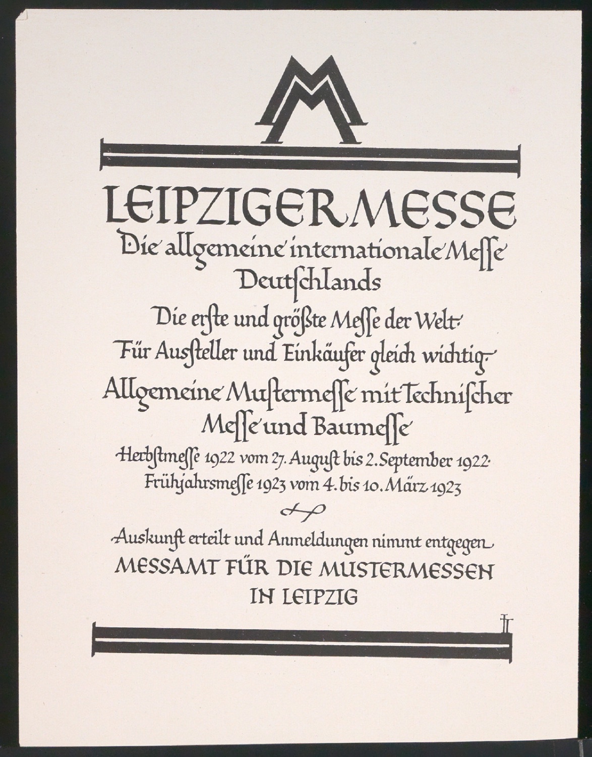 Probedrucke für Anzeigen Leipziger Messe — Blatt 203