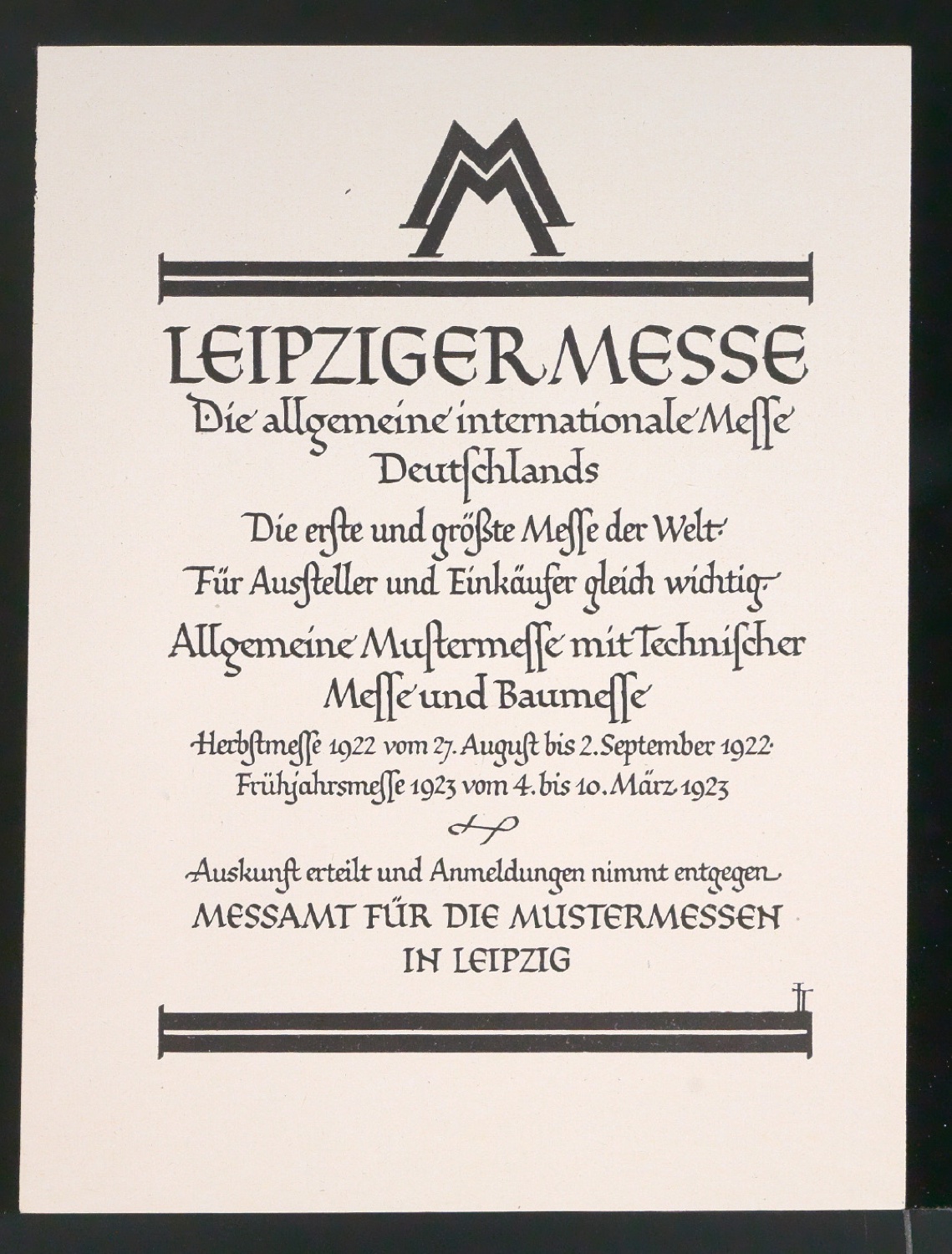 Probedrucke für Anzeigen Leipziger Messe — Blatt 205