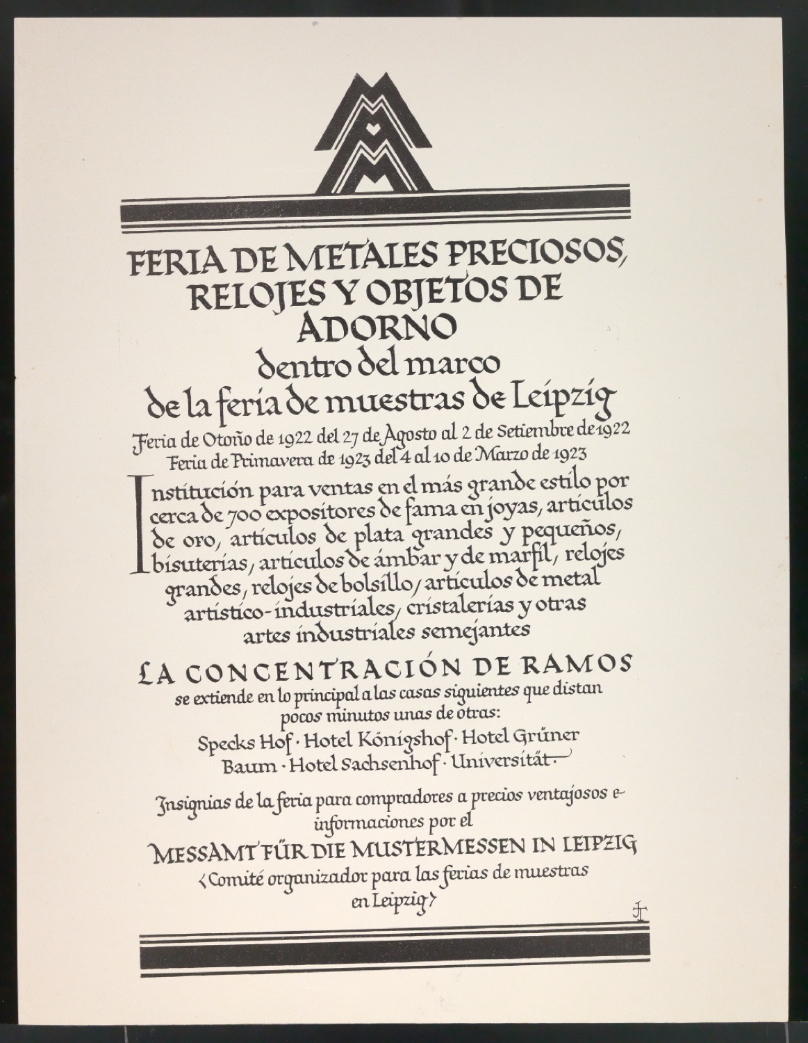 Probedrucke für Anzeigen Leipziger Messe — Blatt 215