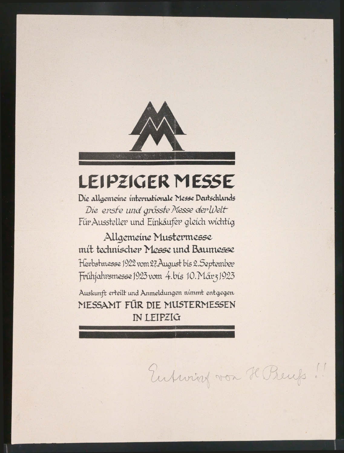 Probedrucke für Anzeigen Leipziger Messe — Blatt 229