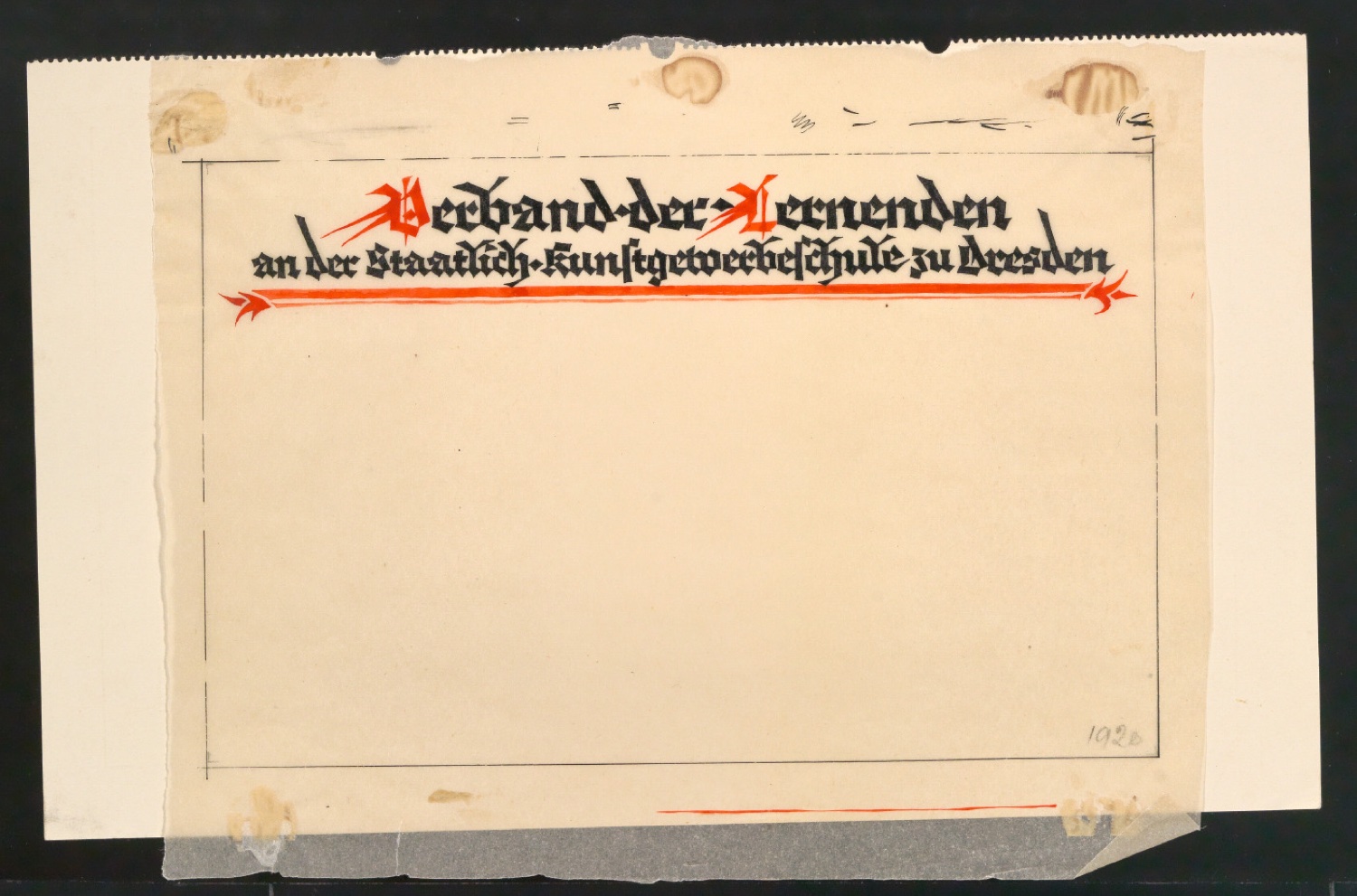 Entwurf von Briefkopf für Verband der Lernenden an der staatlichen Kunstgewerbeschule zu Dresden — Blatt 1