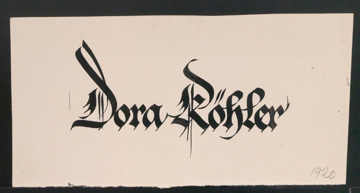 Entwurfszeichnung von Exlibris für Dora Köhler — Blatt 1