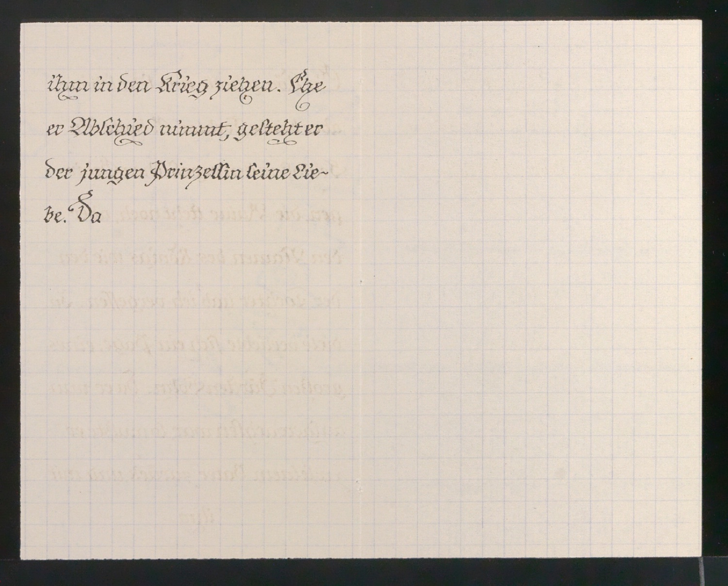 Kalligrafische Schriftübung Die blinde Königstochter — Blatt 2