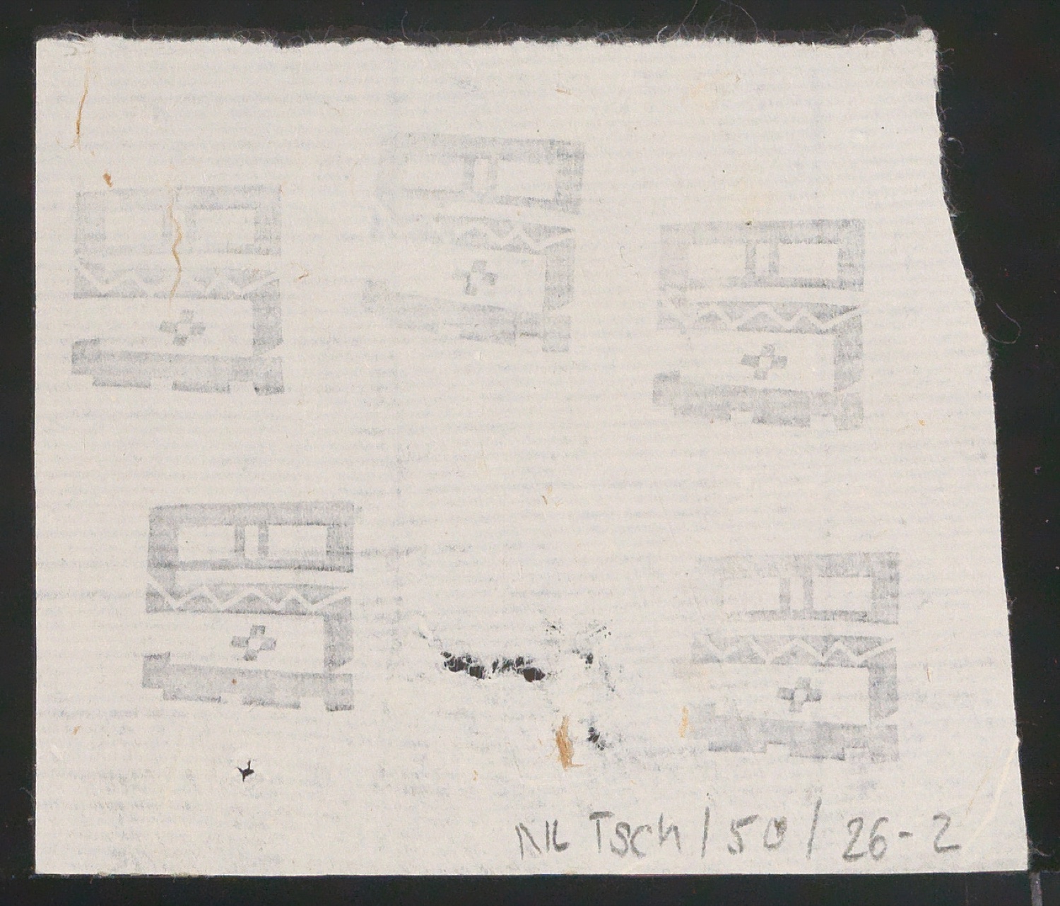 Probedrucke von Buchstaben und handschriftliche Schriftübungen — Blatt 4