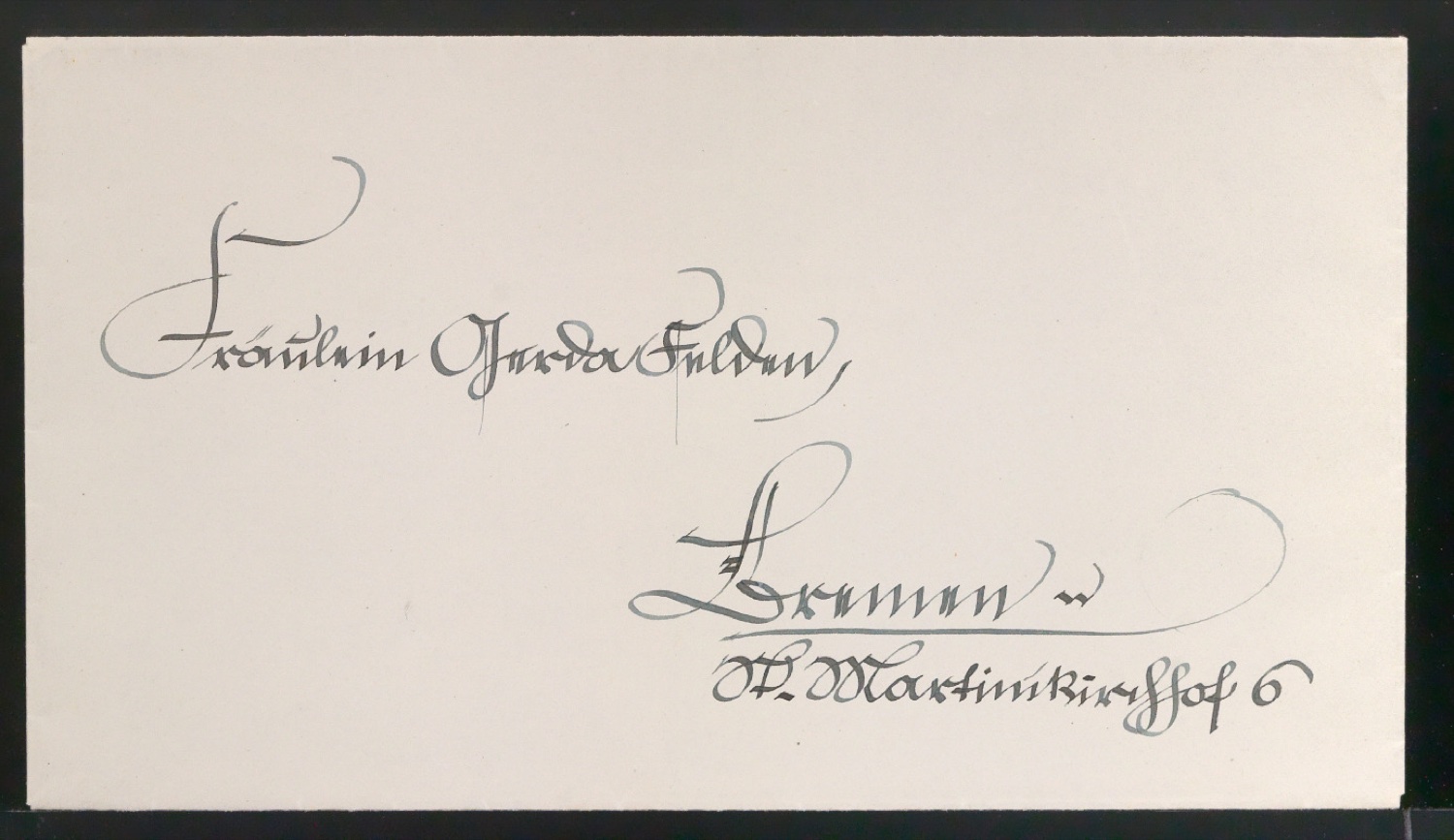 Adressierter, nicht versandter Briefumschlag an Gerda Felden — Blatt 1