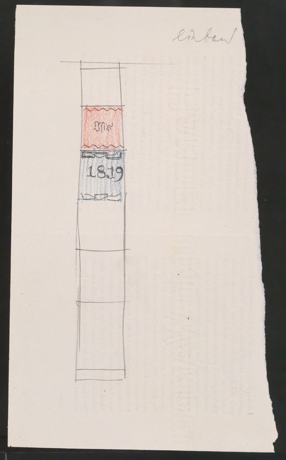 Entwurfsskizze für einen Buchrücken — Blatt 1