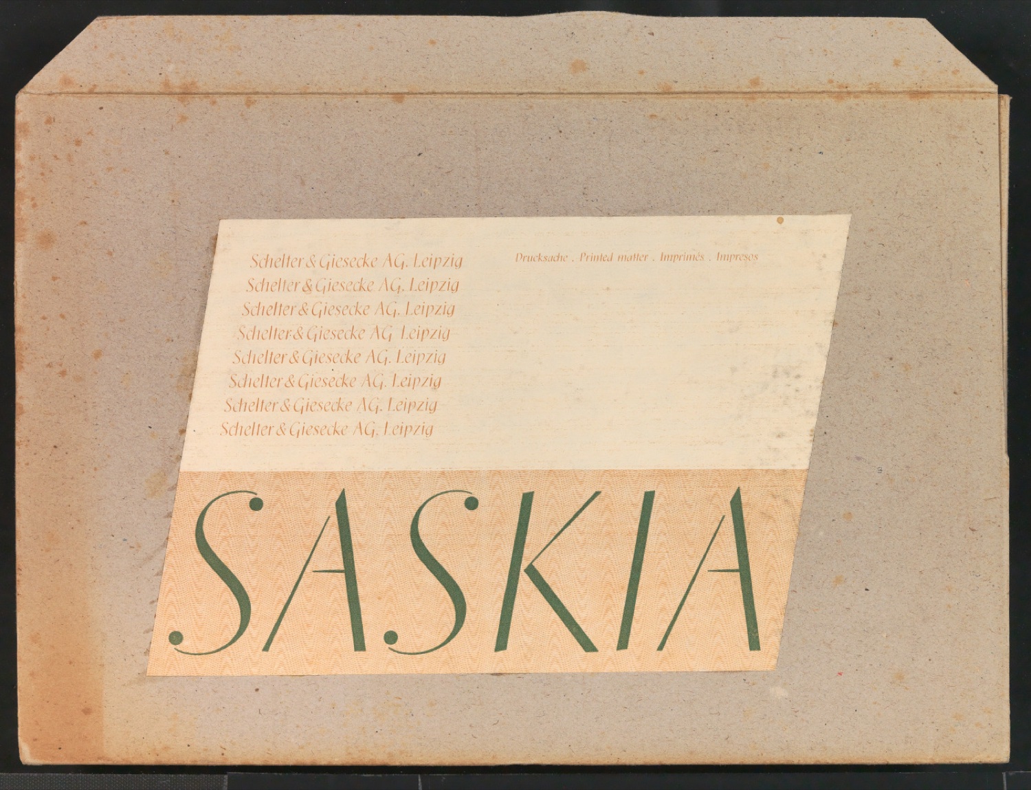 Adressetikett Saskia für Schelter & Giesecke AG auf Versandtasche — Blatt 1